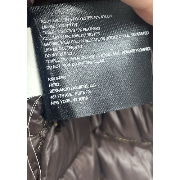Bernardo Down Puffer Coat Womens XL Metallic Brown Gold Lightweight Outdoor - Picture 8 of 8